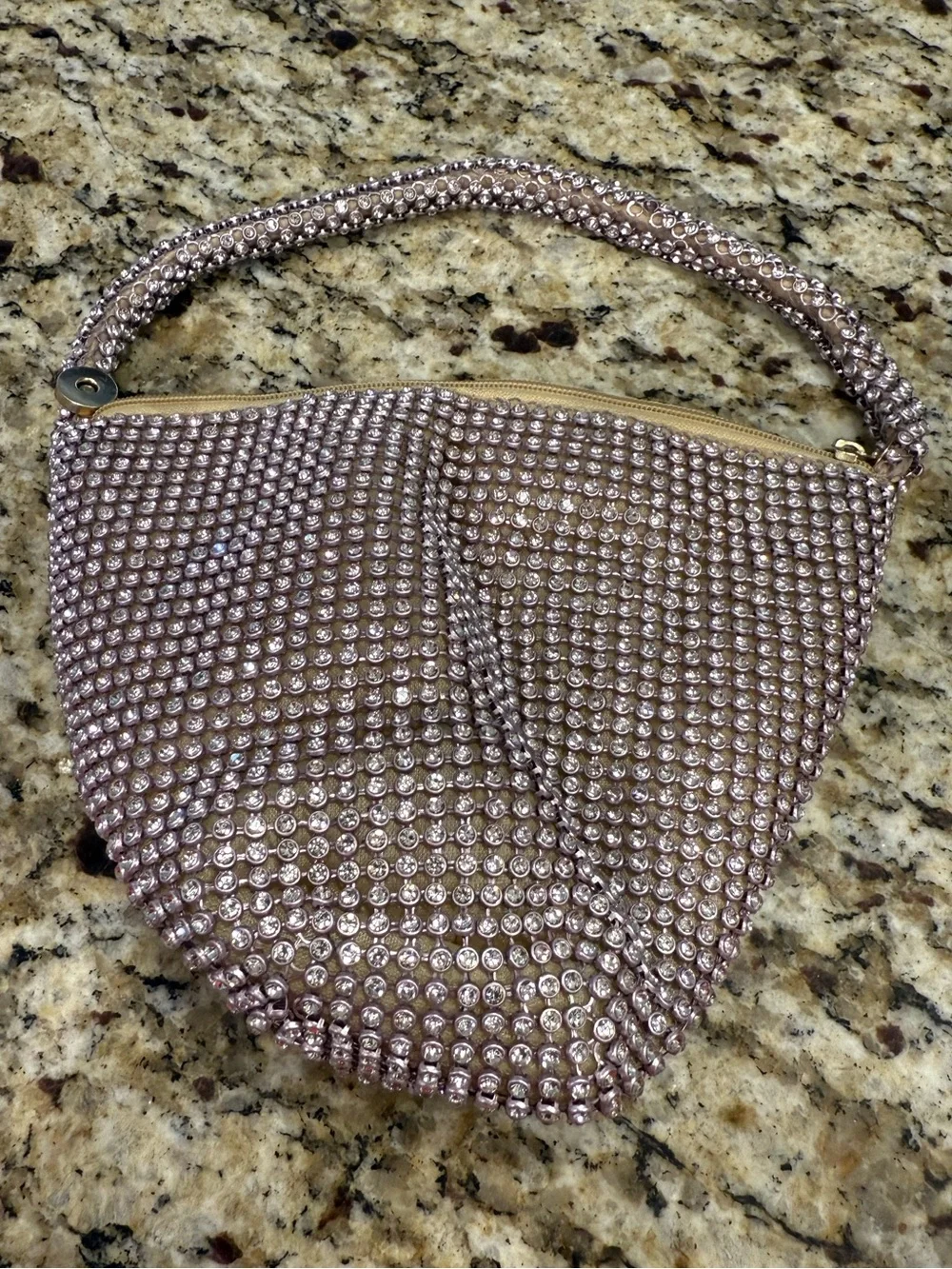 Rhinestone formal mini bag gold cloth interior special occasions - Picture 13 of 14